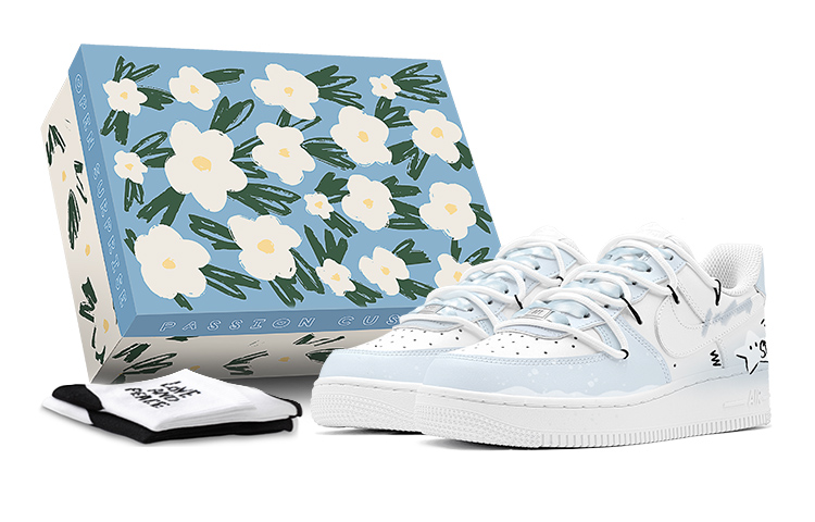 Nike Air Force 1 Air Force 1 Low Top Skateboard Shoes GS Blue White
