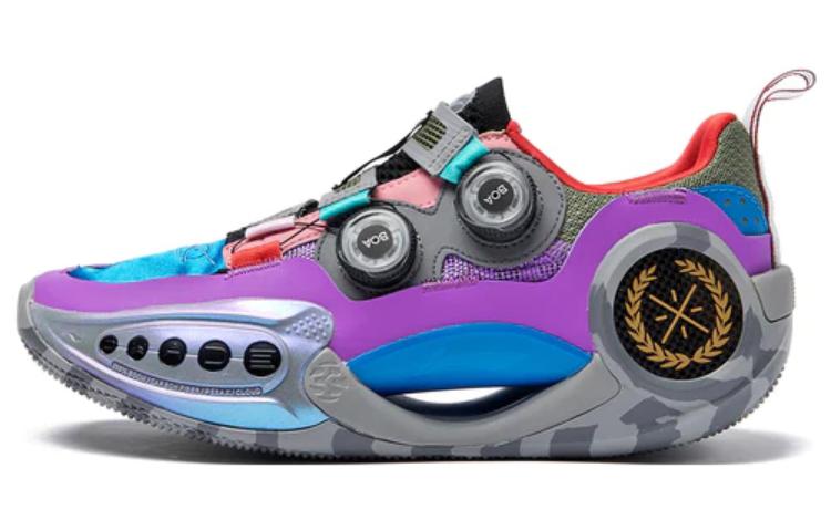 LiNing WOW 9 Anti-Slip And Wear-Resistant Lightweight Low-Top Basketball Shoes Gray Blue Purple Xi'an City Limited