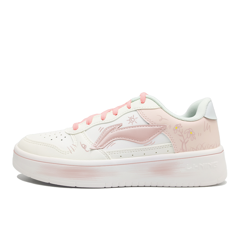 LiNing Pontoon Boats Slip Resistant Shock Absorbers Low top Skateboard Shoes Women's White Pink