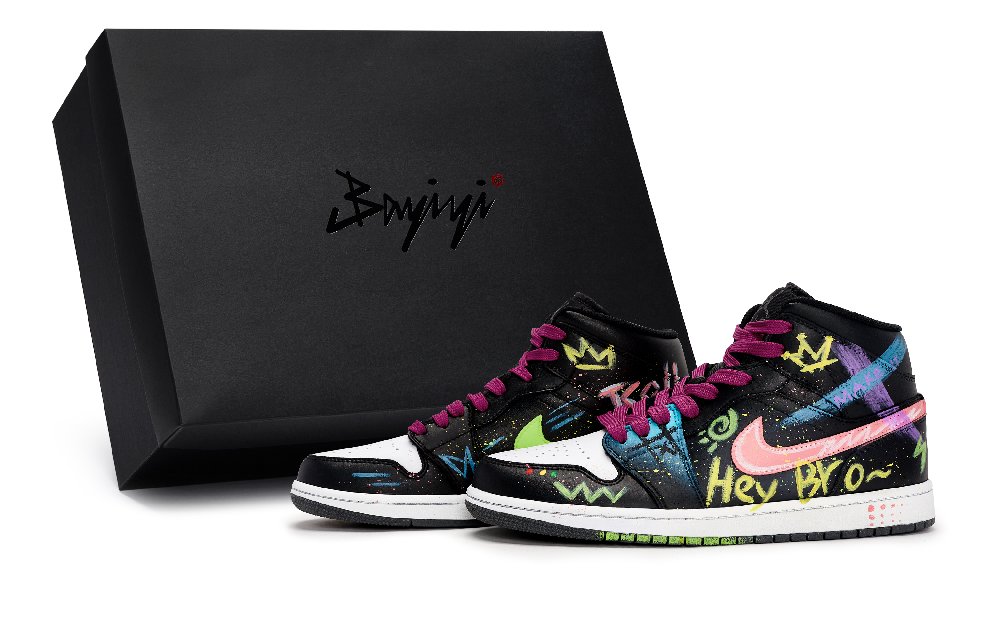Jordan Air Jordan 1 Vintage Basketball Shoes Unisex Mid Top Pink/Yellow/Green