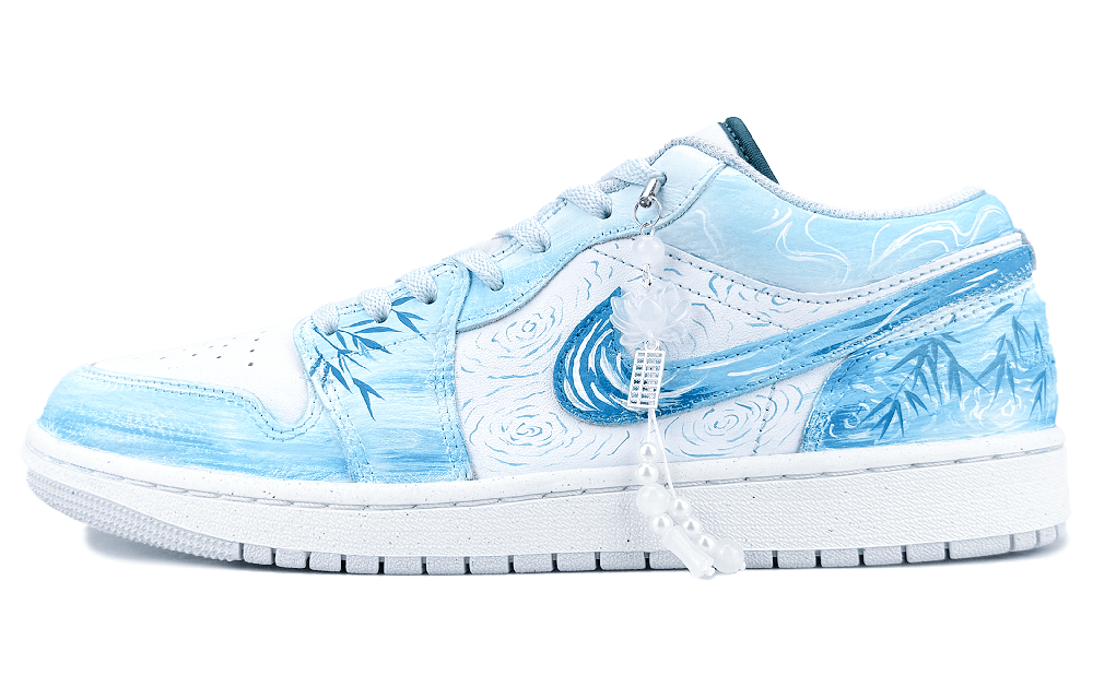 Jordan Air Jordan 1 Abrasion Resistant Low Top Vintage Basketball Shoes Unisex Blue White