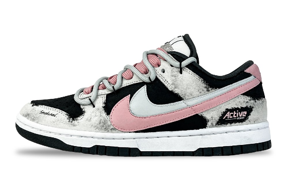Nike Dunk Girlish Email Anti Slip Wear Resistant Low Top Skateboard Shoes Unisex Black Pink