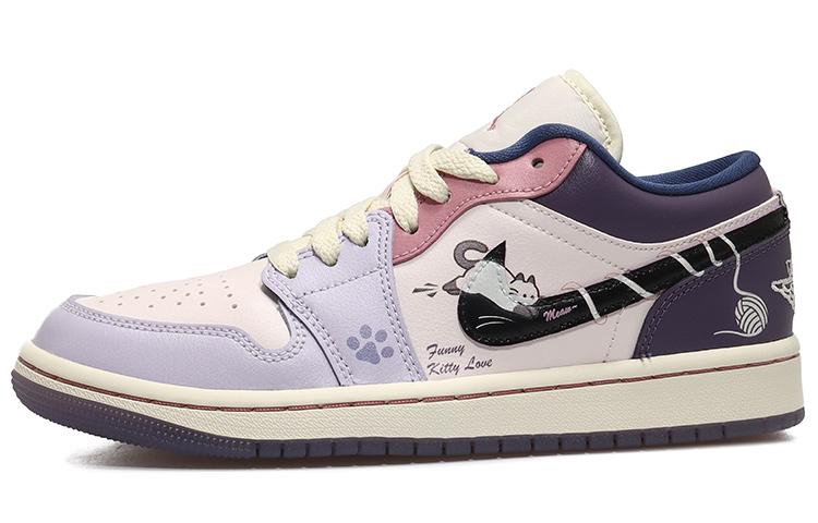 JORDAN Air JORDAN 1 Vintage Basketball Shoes Women's Low-Top Purple/Pink Black
