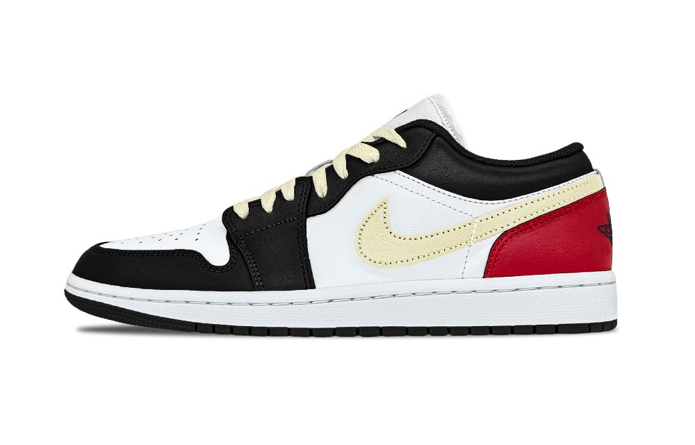 Jordan Air Jordan 1 Red Alert Abrasion Resistant Low Top Vintage Basketball Shoes Unisex Red Black