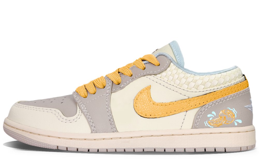 Jordan Air Jordan 1 YDCC Orange Abrasion Resistant Low Top Vintage Basketball Shoes Unisex Orange