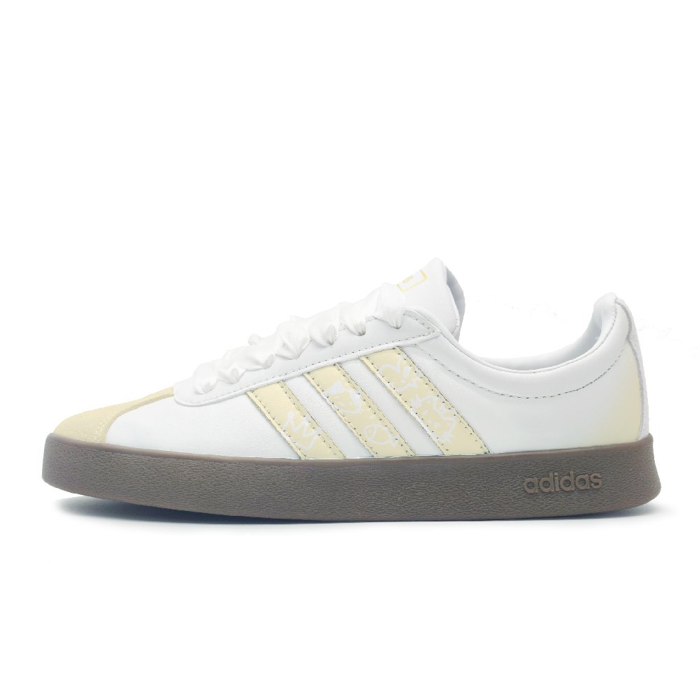 Adidas VL COURT 2.0 Sandalwood Yellow Jade White Abrasion Resistant Low Top Skateboard Shoes Unisex White Yellow