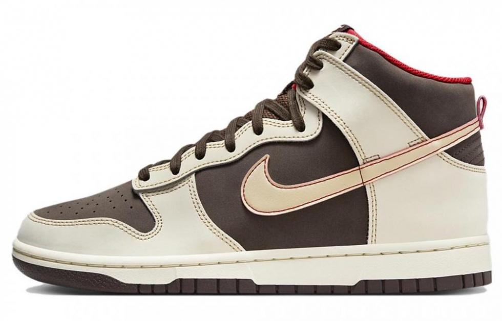 NIKE Dunk High Кроссовки для скейтбординга Высокие Бежево-коричневые Мужские