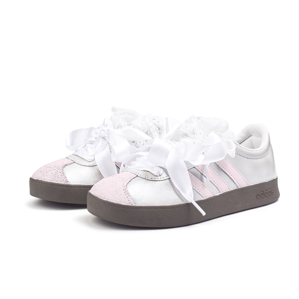 Adidas Neo VL Court 2.0 Low Top Skateboard Shoes Unisex Silver Pink
