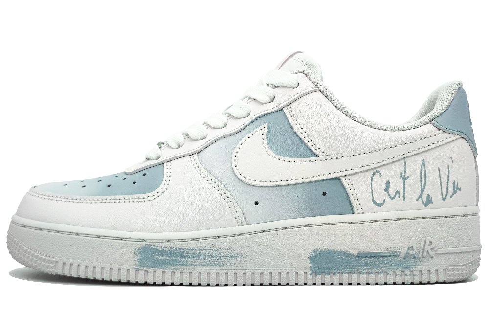 Nike Air Force 1 Anti Slip Wear Resistant Low Top Skateboard Shoes Unisex Stone Lotus Blue