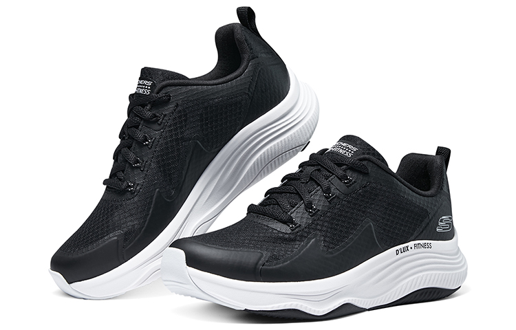 Skechers Sport D'Lu Low Top Casual Shoes Women's Black White купить в интернет-магазине Yoocart с быстрой доставкой по России.