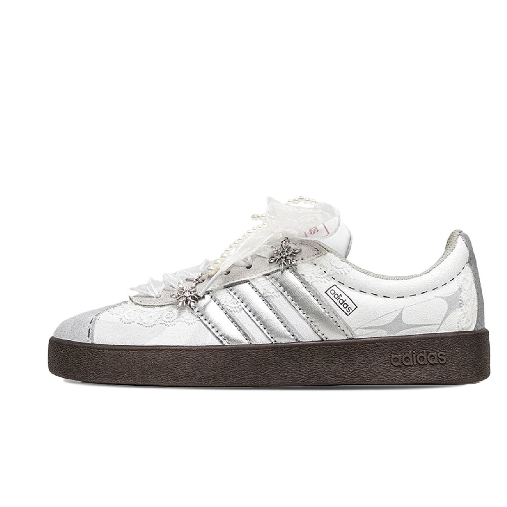 Adidas Neo VL Court 2.0 Low Top Skateboard Shoes Unisex Silver White