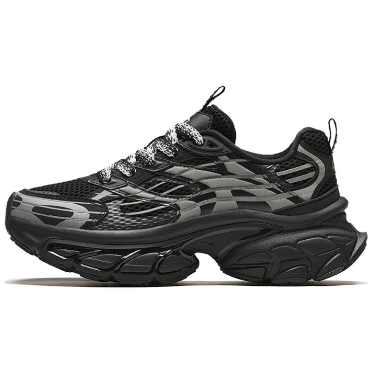 Anta Chandelier Cushioning Wear-Resistant Low-Top Chunky Sneakers Women's Black Silver