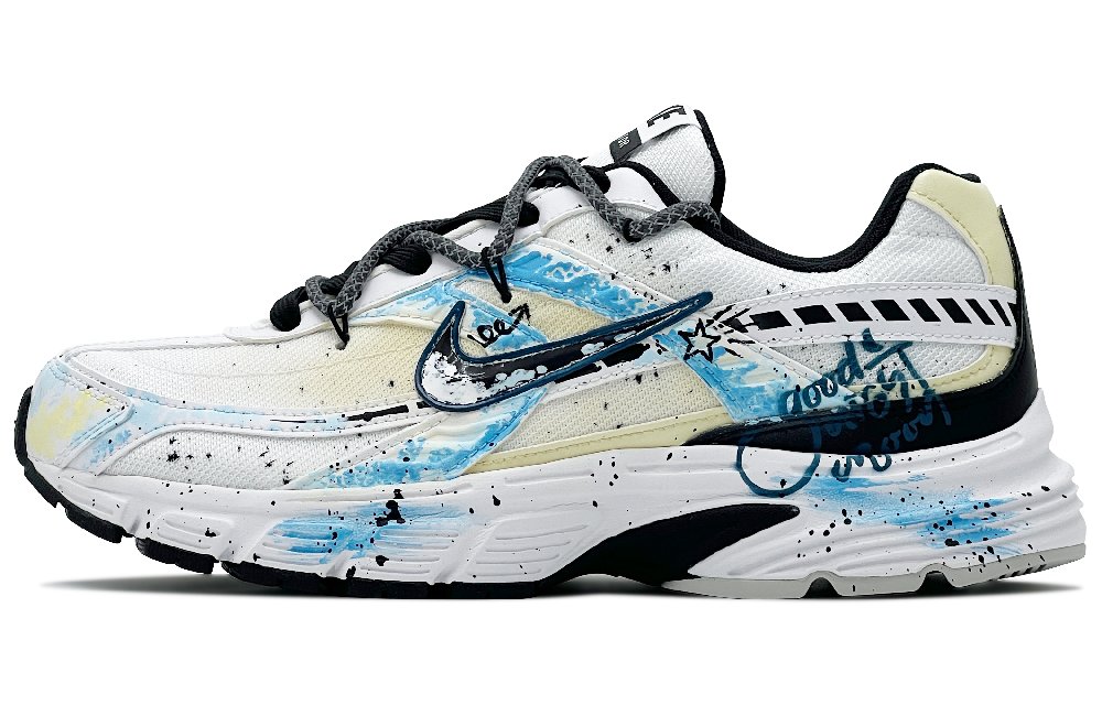 Nike Initiator Cushioning, Breathable, Supportive Low Top Casual City Commute Running Shoes Men's White Blue Yellow
