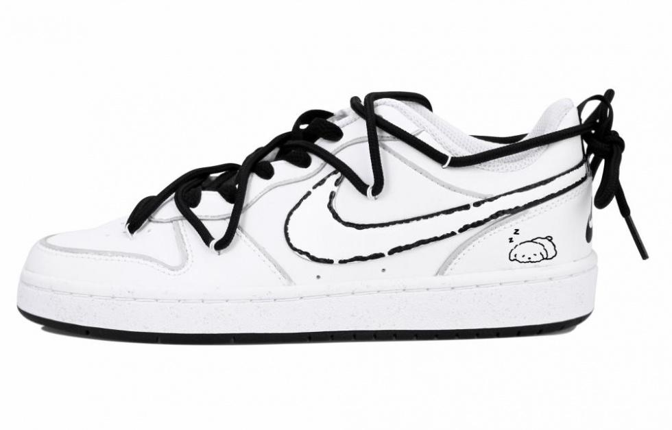 Nike Court Borough Low Vlad Maltese Puppy Slip-Resistant Cushioning Low-Top Skateboard Shoes Women's Black White