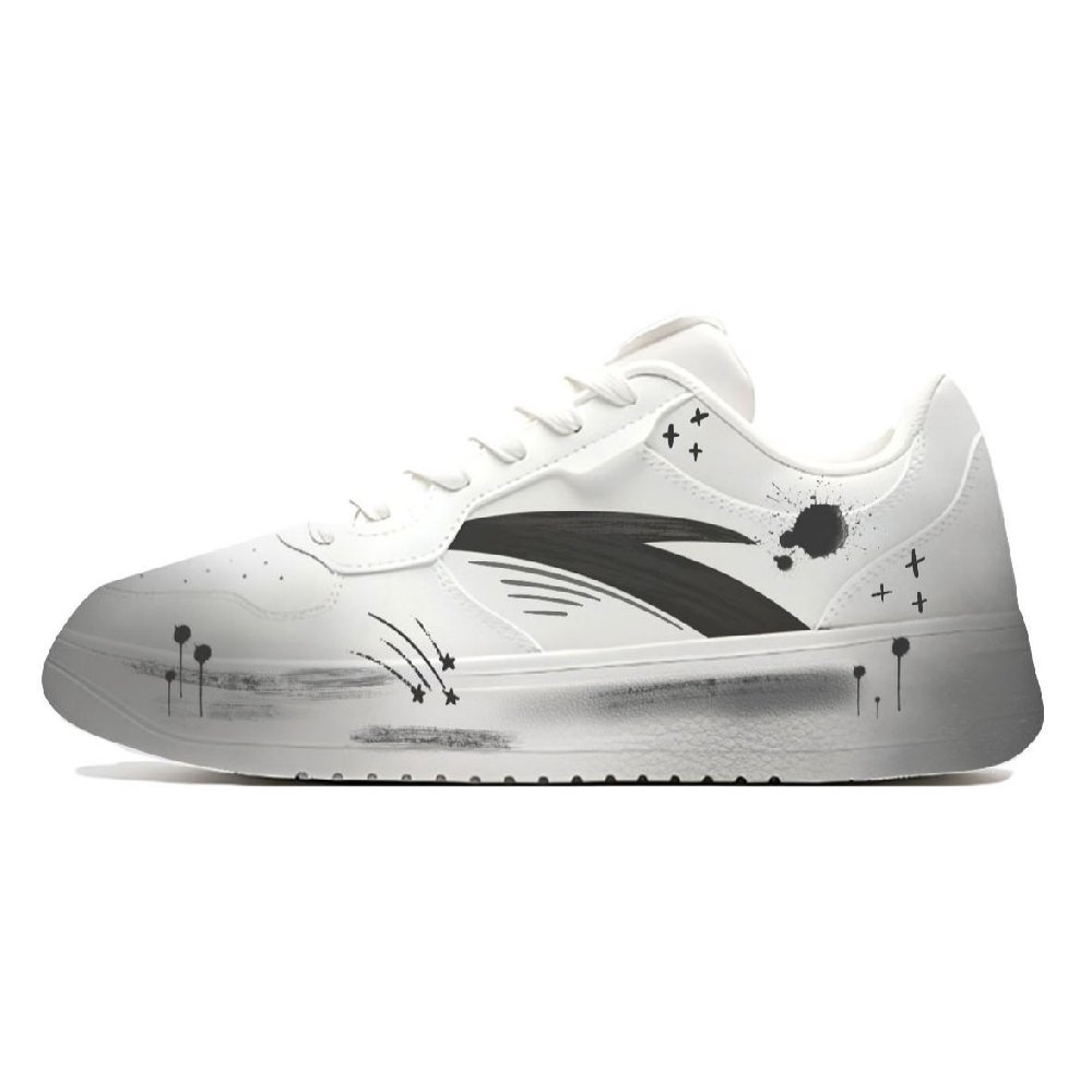 Anta Relaxed Anti Slip Wear Resistant Low Top Skateboard Shoes Unisex Gray White Black