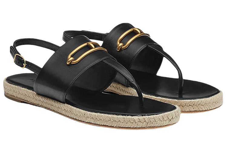 HERMES One Strap Sandals Women's Black