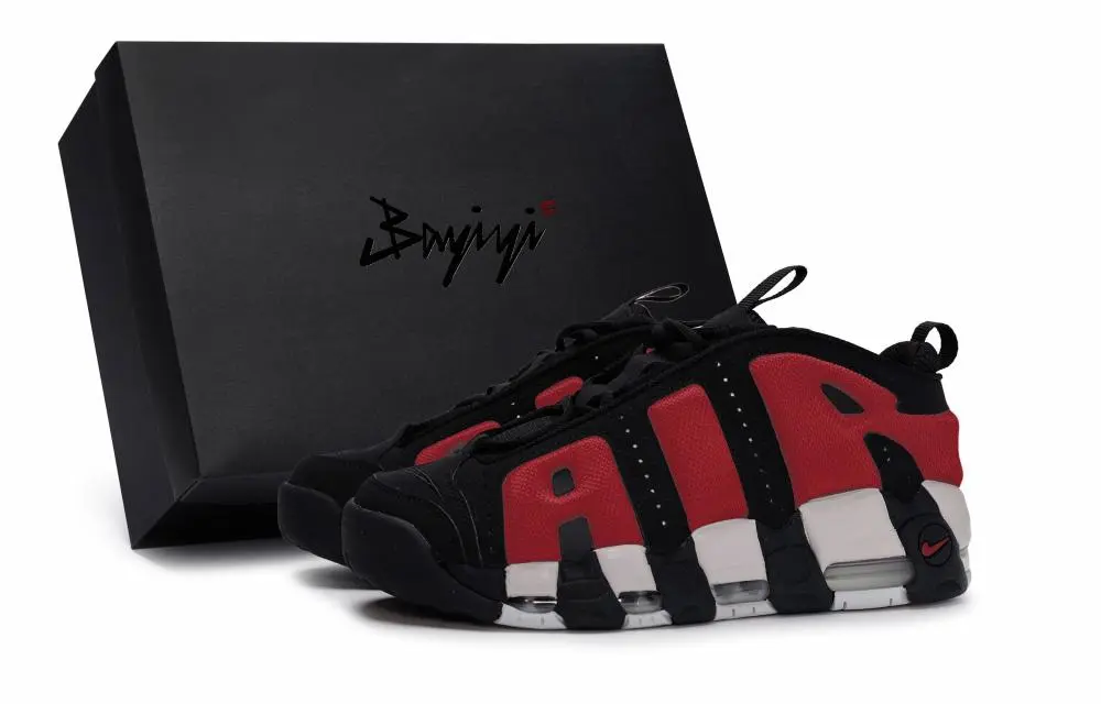 Nike Air More Uptempo Basketball Shoes Unisex Low top Gray/Red