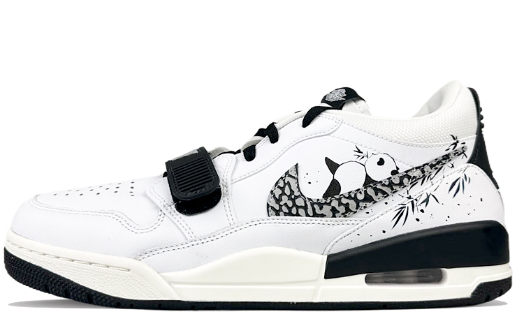 Jordan Legacy 312 Cushioning Wear-Resistant Mid-Top Vintage Basketball Shoes Men's Black White