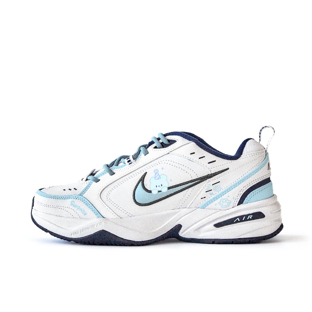 Nike Air Monarch 4 Late Ying Small Flower Anti-Slip Wear-Resistant Low-Top Chunky Sneakers Unisex Sky Blue