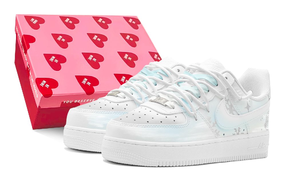 Nike Air Force 1 Cushioning Low-Top Skateboard Shoes Men's Blue Silver