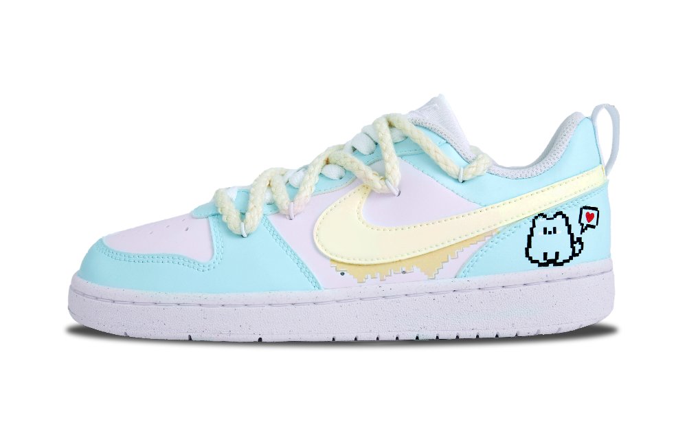 Nike Court Borough Slip-Resistant Water-Resistant And Wear-Resistant Low-Top Skateboard Shoes Women's Blue