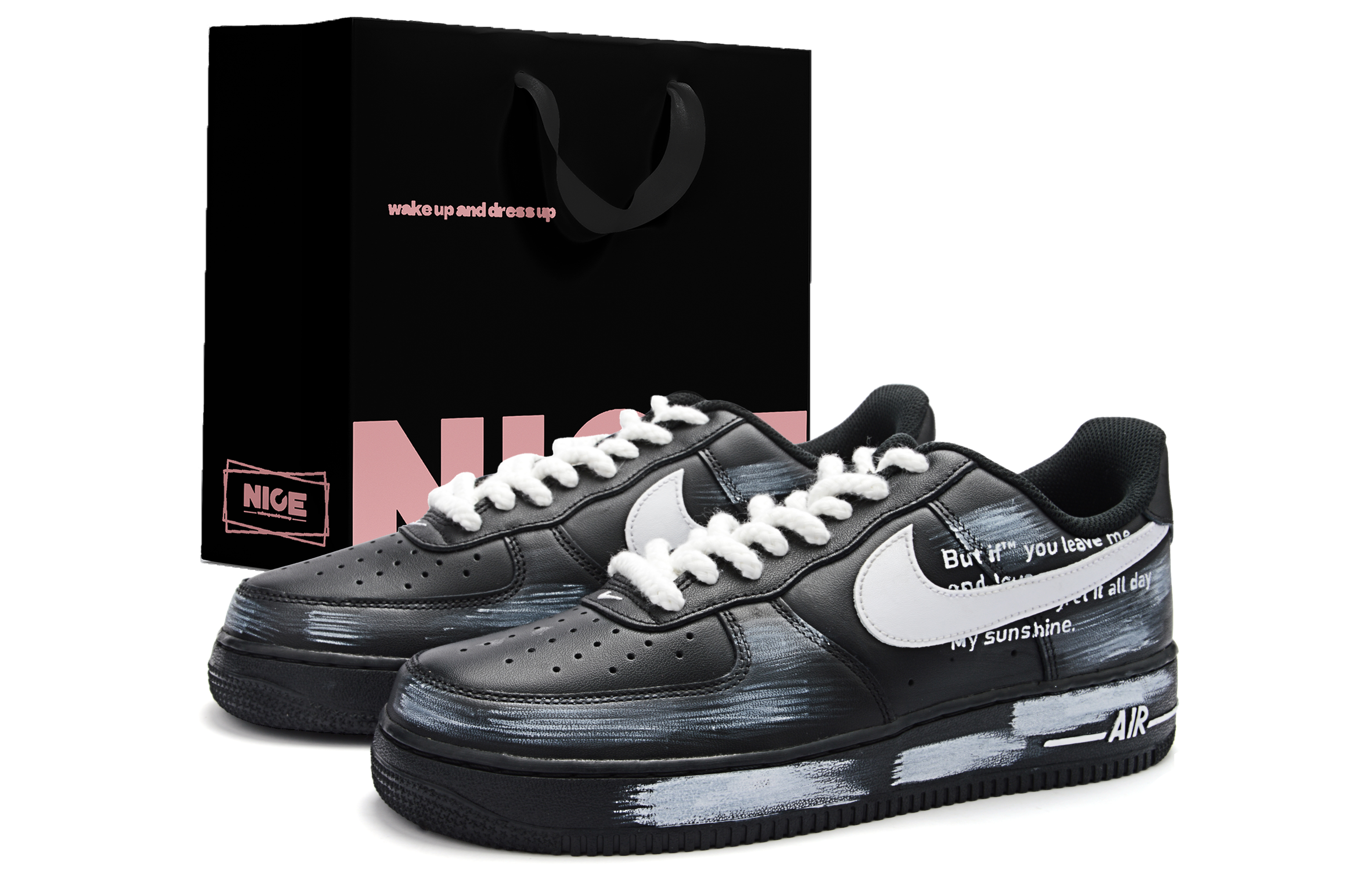 Nike Air Force 1 Cushioning, Wear Resistant Low top Skateboard Shoes Unisex Black White