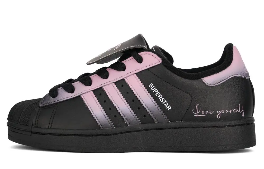 Adidas Originals SUPERSTAR Butterfly Metamorphosis Abrasion Resistant Low top Skateboard Shoes Women's Black Pink