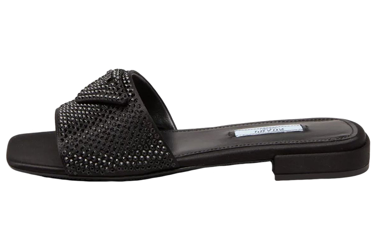 PRADA Logo-plaque Crystal-embellished Mules