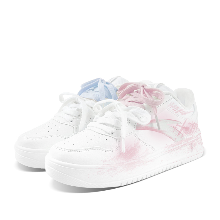 Anta Relaxed Anti Slip Wear Resistant Low Top Skateboard Shoes Unisex Blue Pink Mismatched