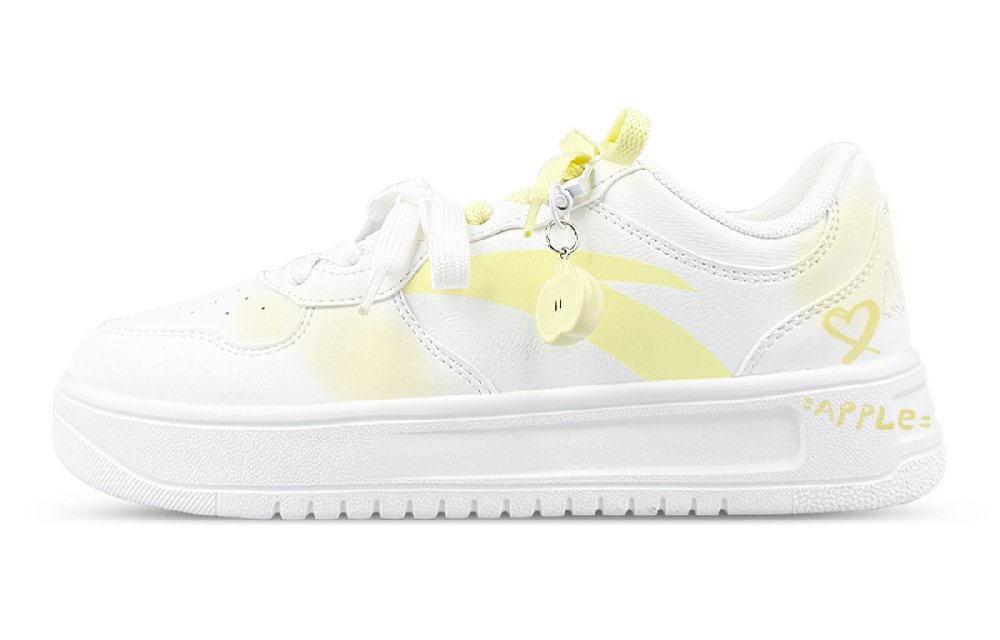 Anta Relaxed Wear resistant And Lightweight Low top Skateboard Shoes Unisex White Yellow