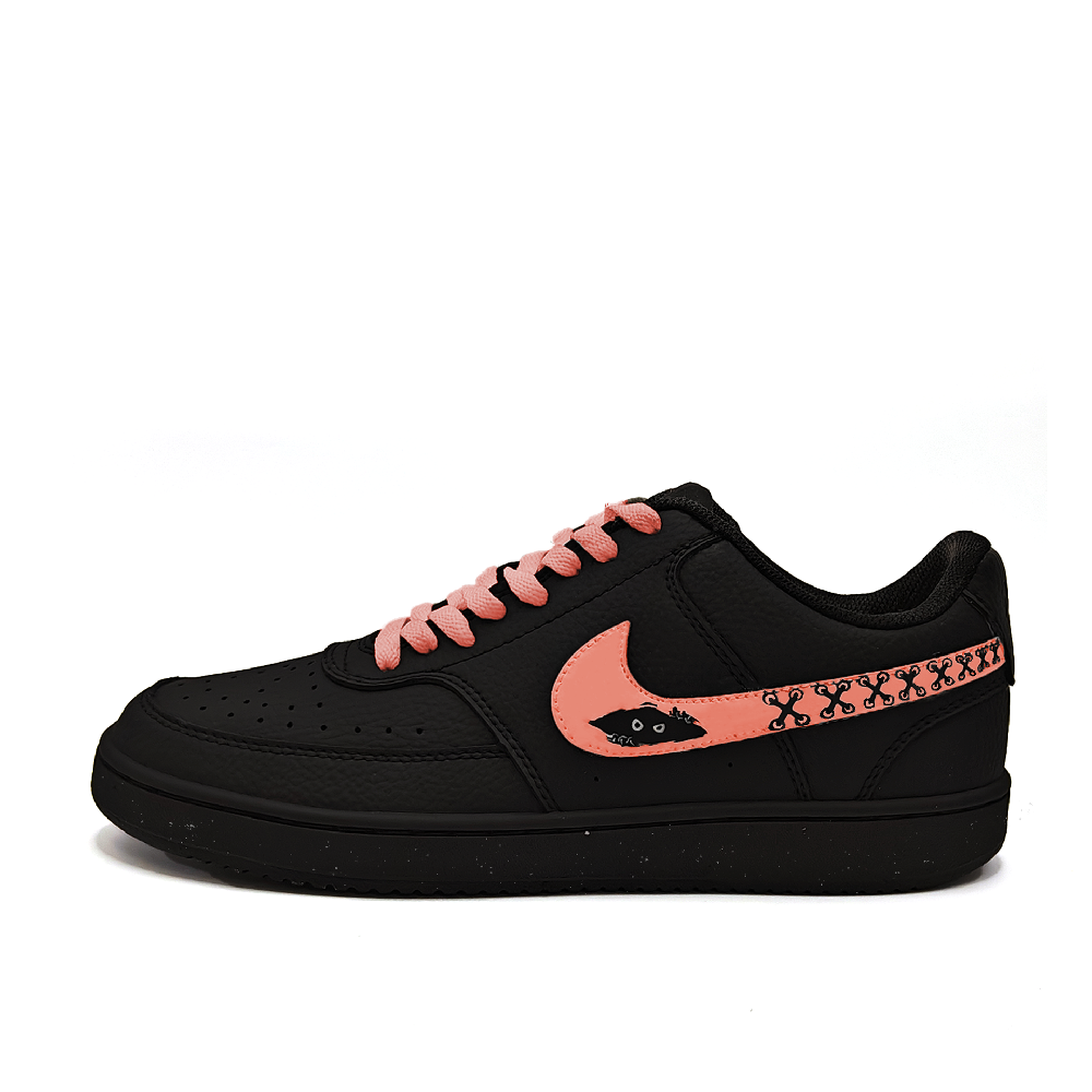 Nike Court Vision Slip-Resistant Lightweight Wear-Resistant Low-Top Skateboard Shoes Unisex Black Pink