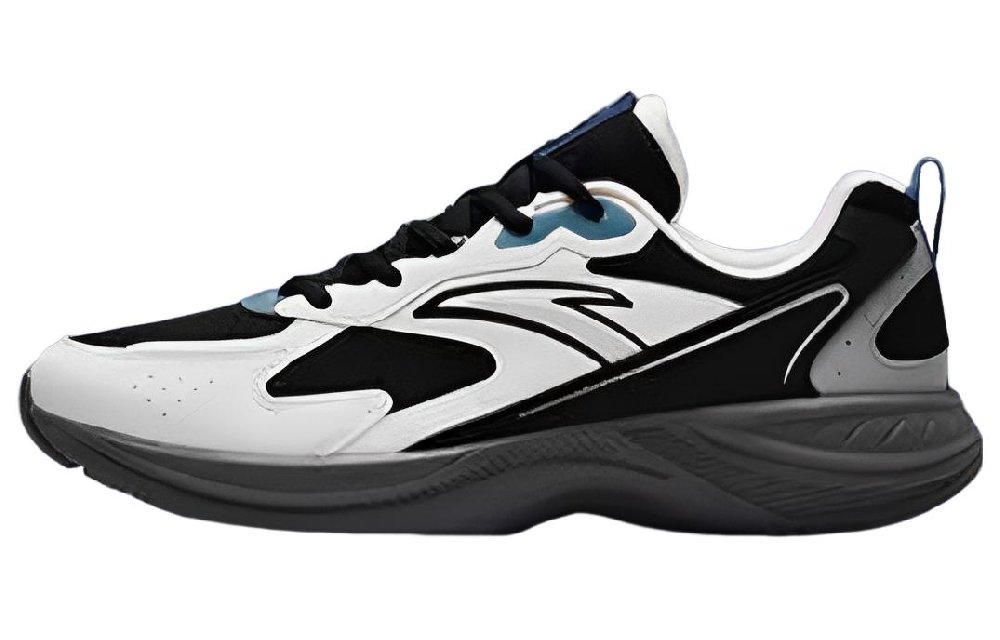 Anta Abrasion Resistant Slip Resistant Low Top Retro Running Shoes Men's Black White Blue