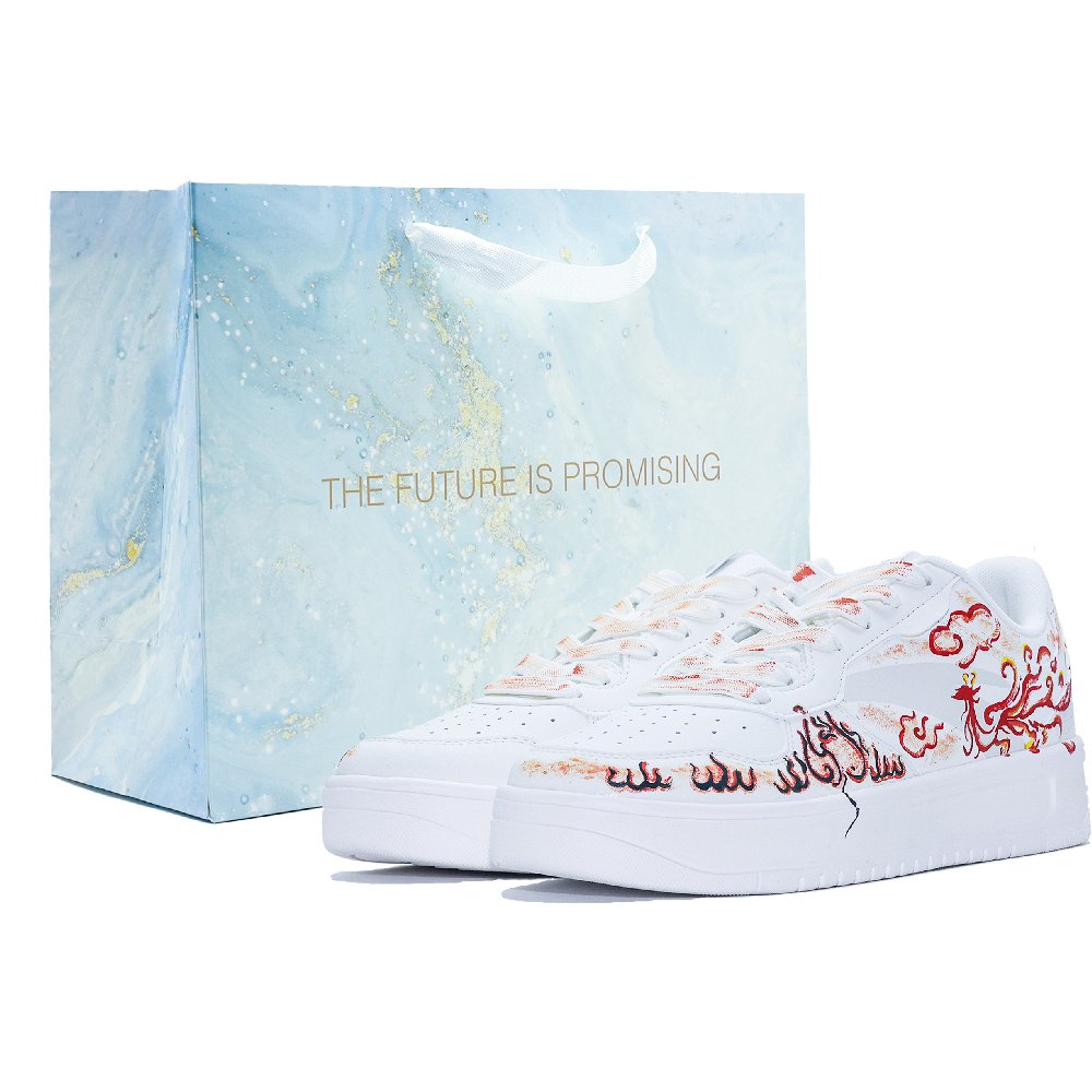 Anta Relaxed Abrasion Resistant Lightweight Slip Resistant Low Top Skateboard Shoes Women's White Red Black