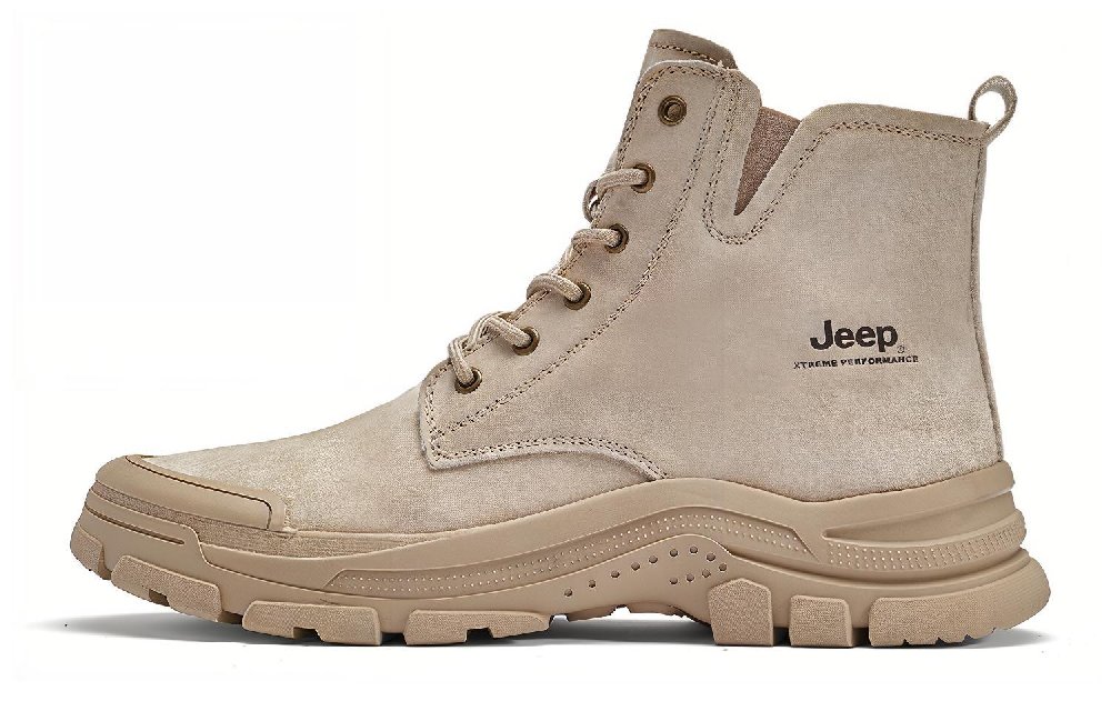 Jeep Short Martin Boot Medium Heel Unisex Oat