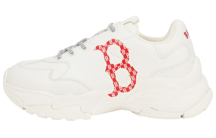 MLB Big Ball Chunky Anti-Slip And Wear-Resistant Lightweight Low-Top Chunky Sneakers Unisex White Red