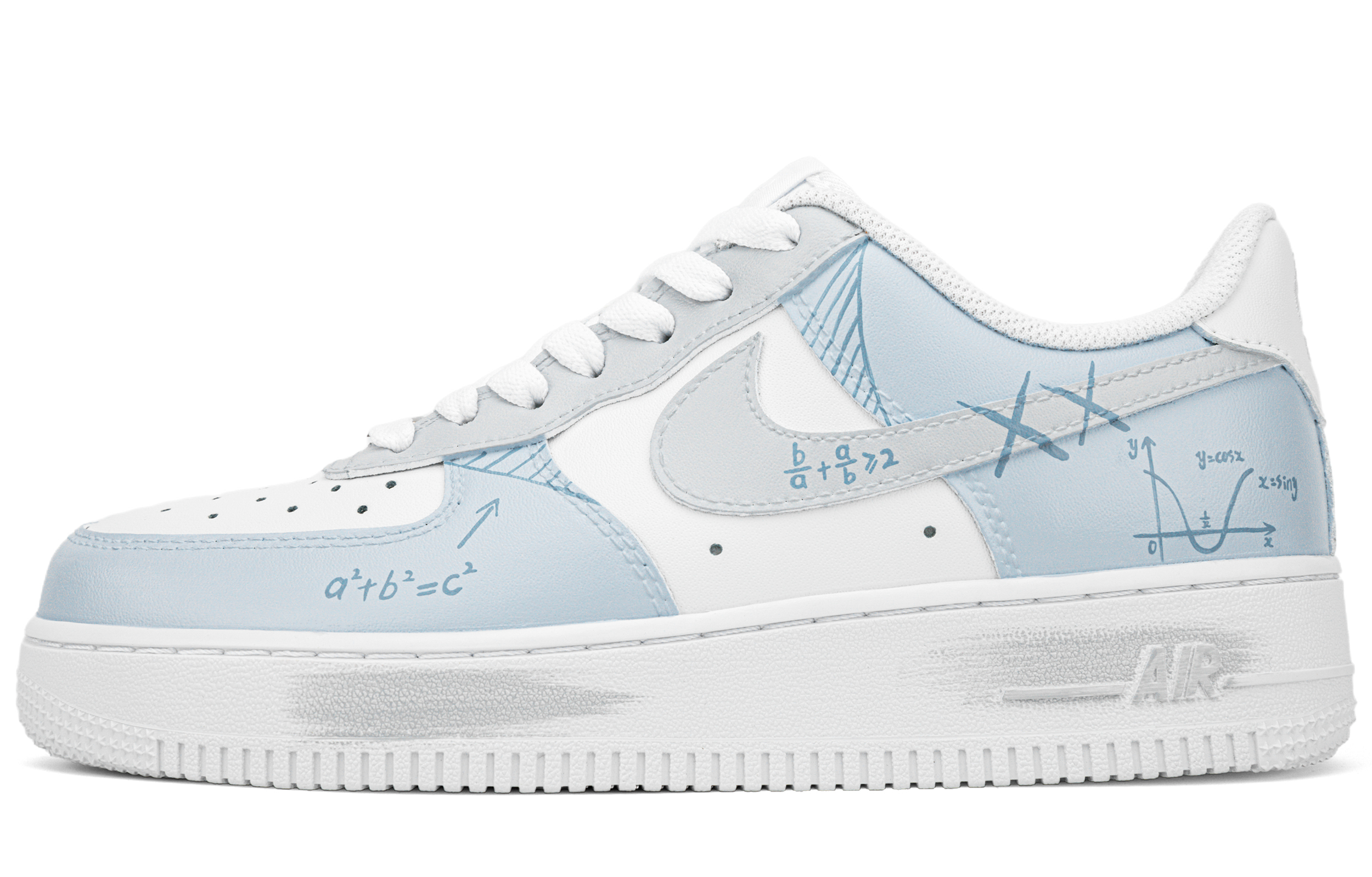 Nike Air Force 1 Anti Slip Wear Resistant Low Top Skateboard Shoes Women's White Blue