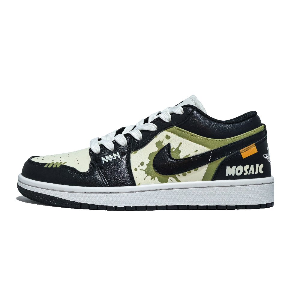 Jordan Air Jordan 1 Cushioning, Wear Resistant Low Top Vintage Basketball Shoes Men's Black
