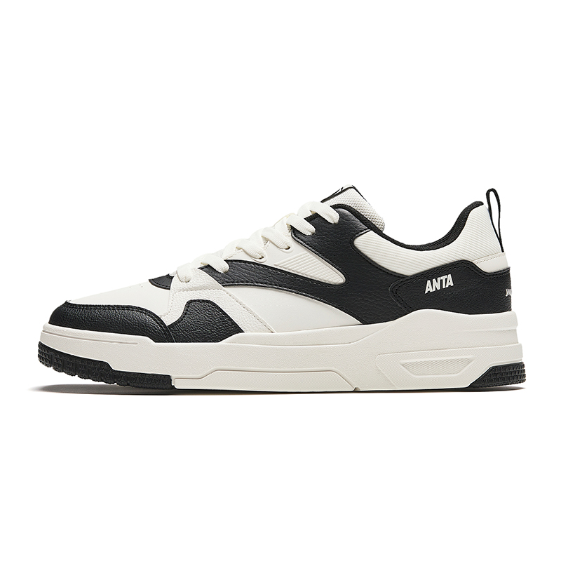 Anta Slip Resistant Cushioning Abrasion Resistant Low Top Skateboard Shoes Men's White Black