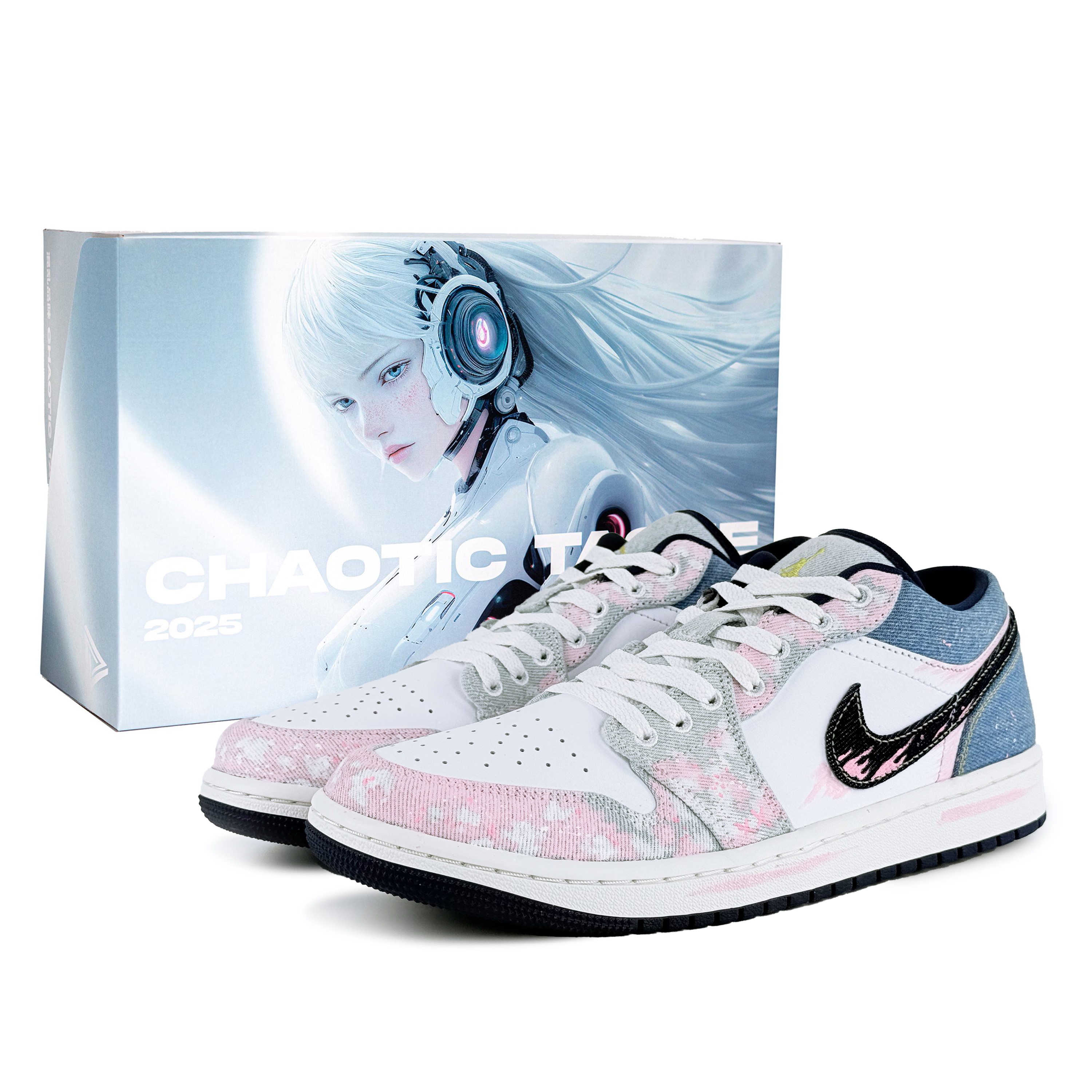 Jordan Air Jordan 1 Cushioning, Wear Resistant Low top Vintage Basketball Shoes Men's Pink Blue