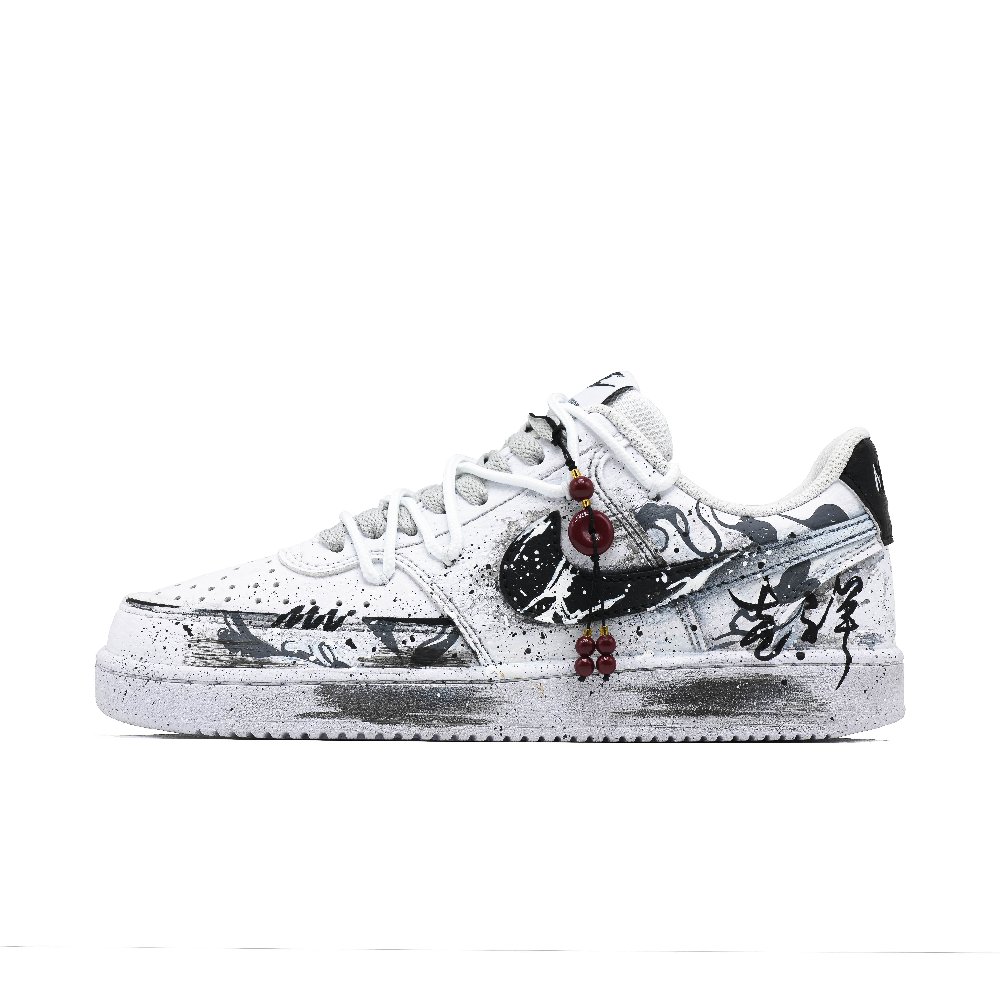 Nike Court Vision 1 Auspicious Mobao Abrasion Resistant Low Top Skateboard Shoes Unisex White Black