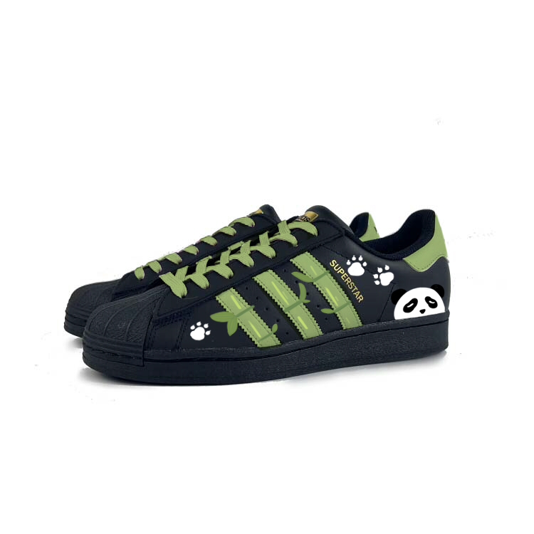 Adidas Originals SUPERSTAR Anti-Slip Wear-Resistant Low-Top Skateboard Shoes Unisex Black White Green