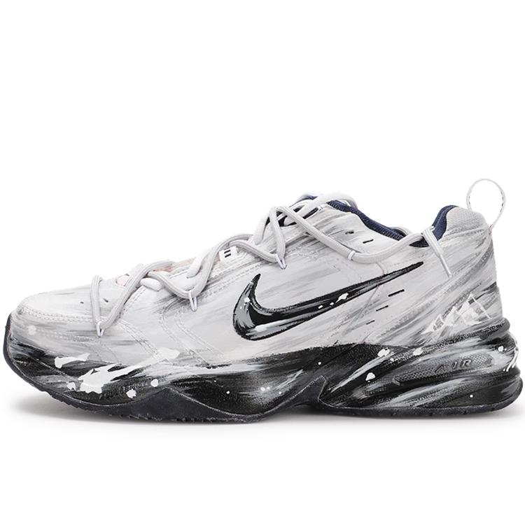 Nike Air Monarch 4 Cushioned Slip Resistant Abrasion Resistant Low Top Chunky Sneakers Unisex Gray White