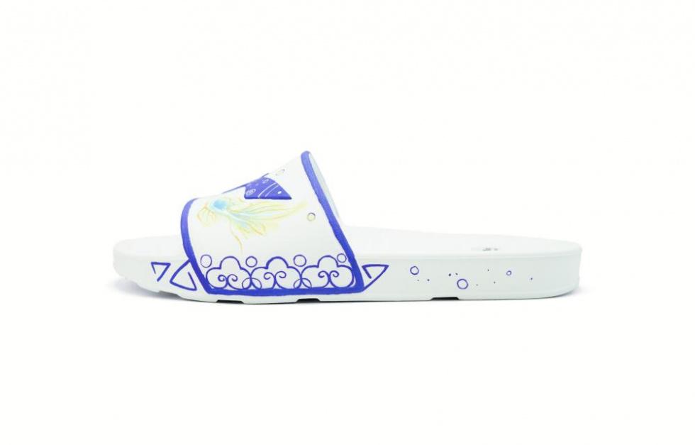LiNing Slip-Resistant Odor-Resistant Quick-Dry Slide Slippers Unisex White Purple