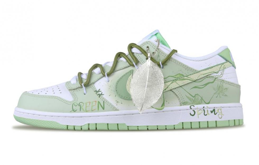 Nike Dunk Low-Top Skateboard Shoes Men's White Green