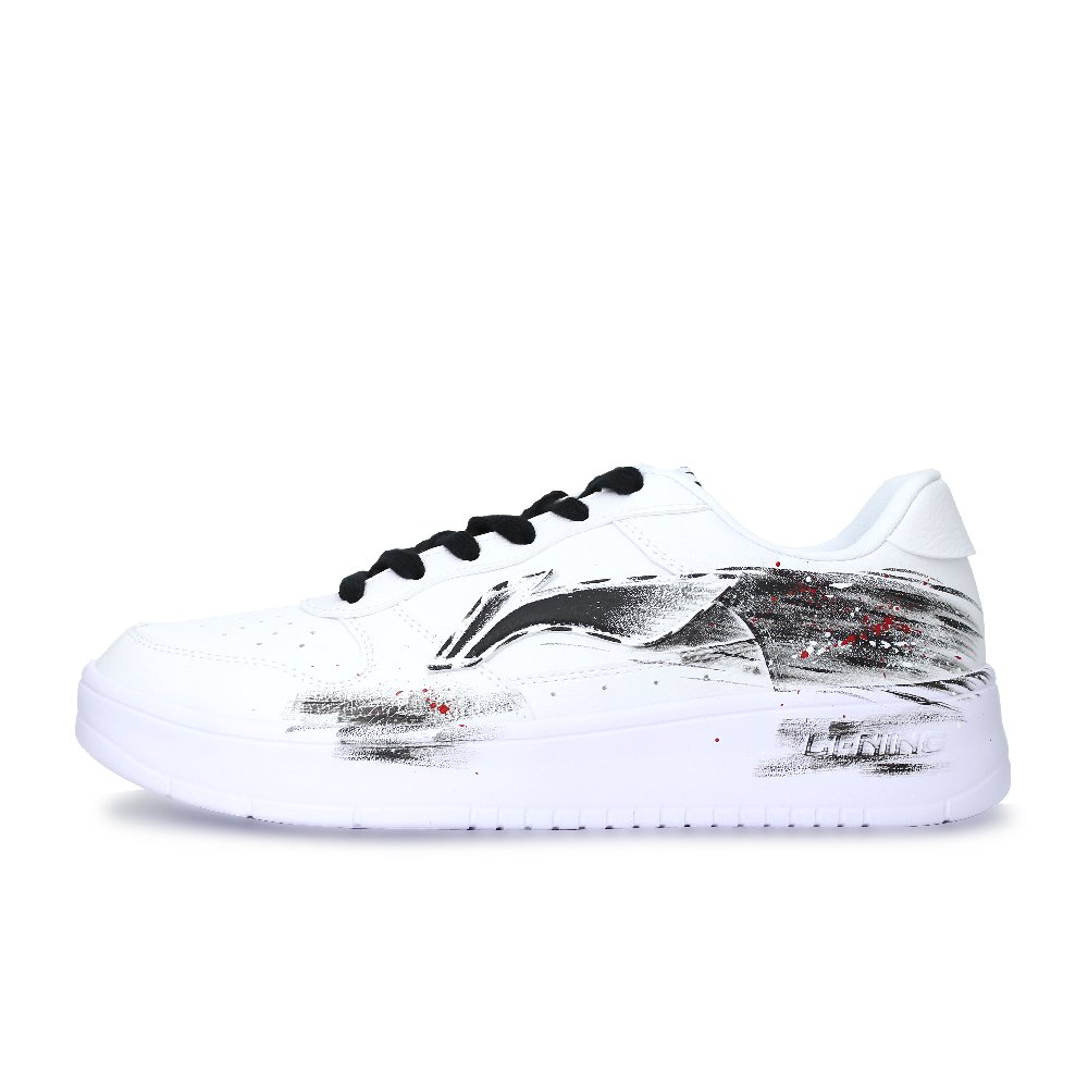 LiNing Pontoon Boats Abrasion Resistant, Lightweight, And Breathable Low Top Skateboard Shoes Unisex White Black Red