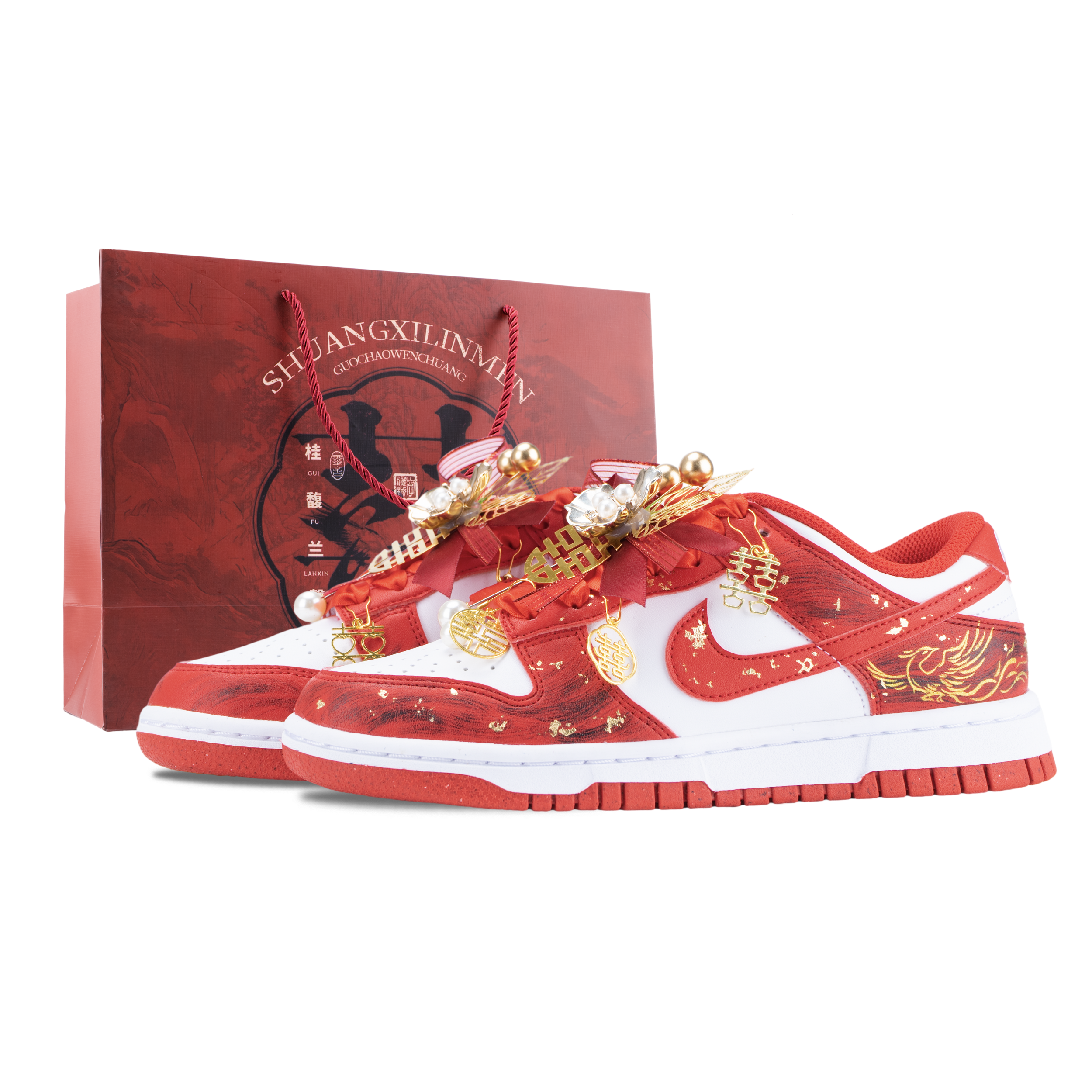 Nike Dunk Bonded For Life Slip Resistant Abrasion Resistant Low top Skateboard Shoes Unisex Red