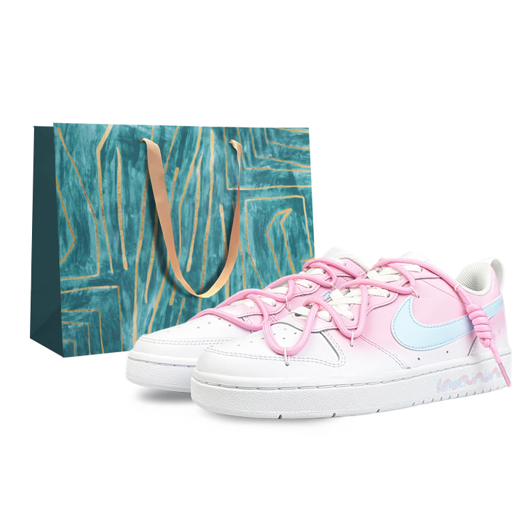 Nike Court Borough Anti-Slip Wear-Resistant Low-Top Skateboard Shoes GS Pink White