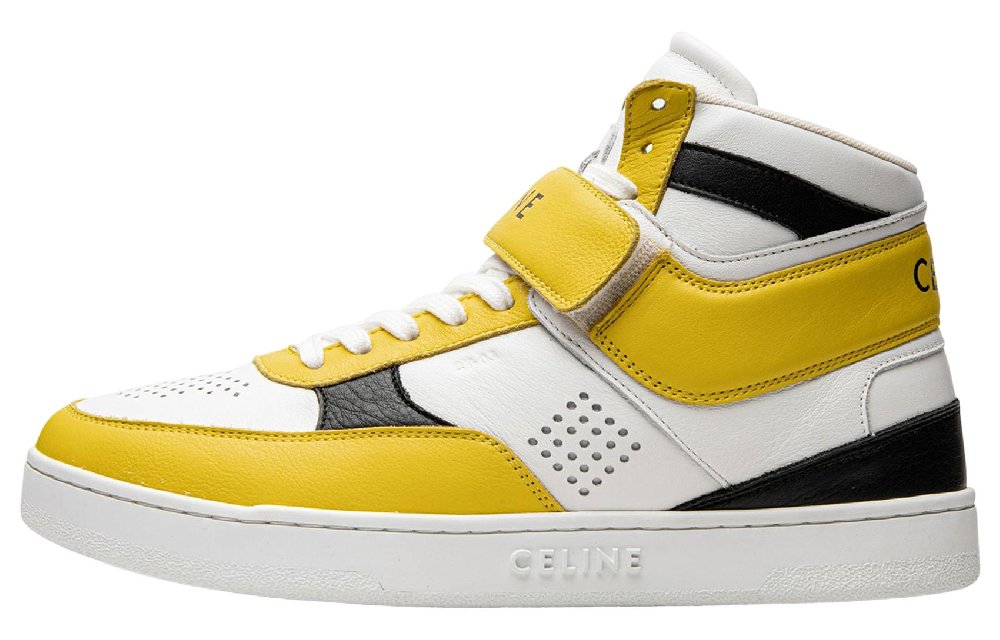CELINE CT-03 Leather High-Top Sneakers Yellow White Black