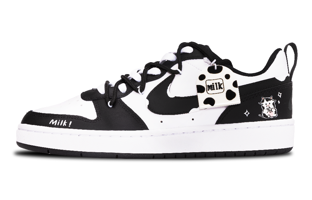 Nike Court Borough Anti-Slip Wear-Resistant Low-Top Skateboard Shoes GS Black White