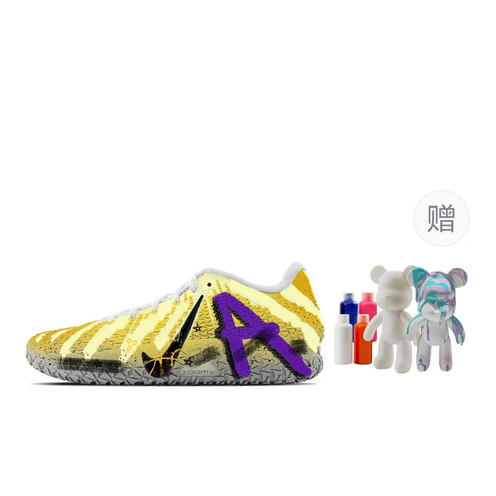 Nike Ja Morant 3 Victory Mamba, Fluid Bear Abrasion Resistant Low top Basketball Shoes Unisex Yellow Purple